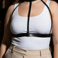 Plus Size Black Minimalist Adjustable Body Harness in vegan leather