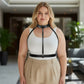 Plus-size black vegan-leather minimalist adjustable body harness by HarnessClub