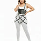 Plus size black vegan leather multi-band corset and cage skirt harness set by HarnessClub