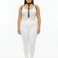Plus Size Black Multi-Chain Drape Chest Harness by HarnessClub; vegan leather with silver chains