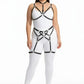 Plus Size Black Multi-Ring Garter Full Body Harness Set in vegan leather with black hardware