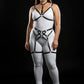 Plus-Size Black Vegan Leather Multi-Ring Garter Full-Body Harness Set by HarnessClub worn by model