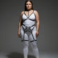 Plus Size Black Multi-Ring Garter Full-Body Harness Set in vegan leather