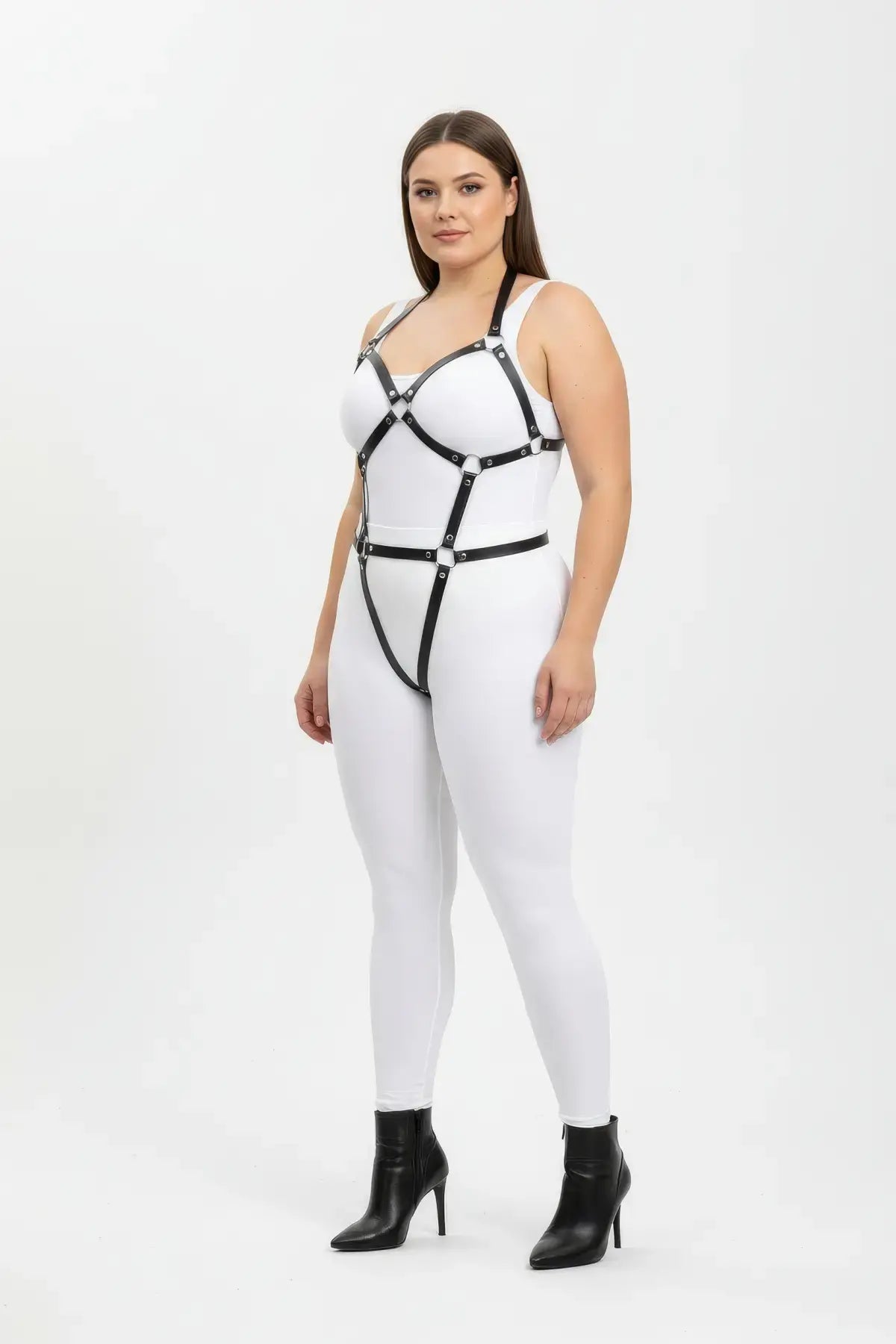 Plus Size Black Multi-Strap Body Harness by HarnessClub in vegan leather