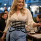 Plus-size black multi-strap corset belt with tassels in vegan leather