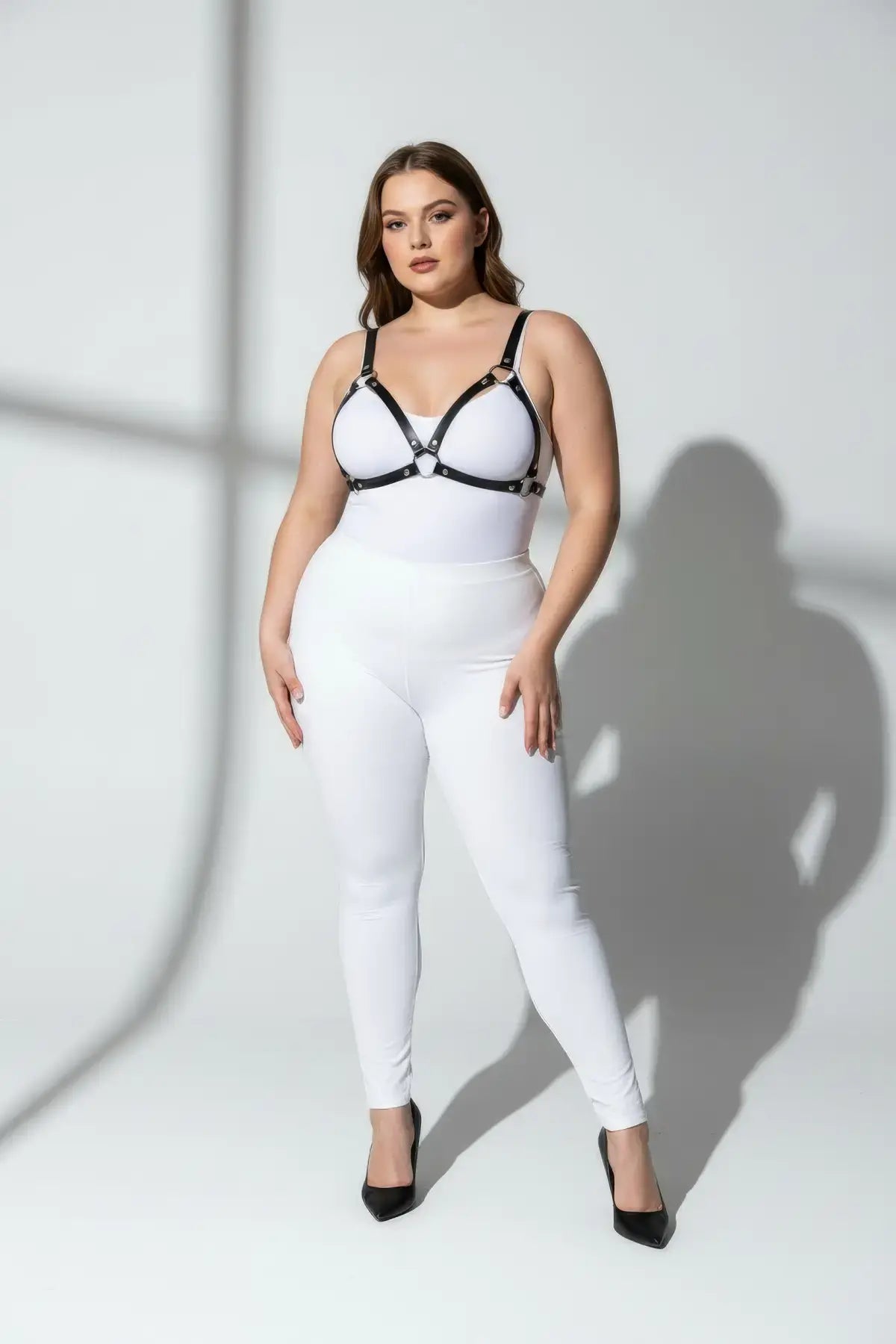 Plus Size Black O-Ring Faux Leather Bra Harness by HarnessClub