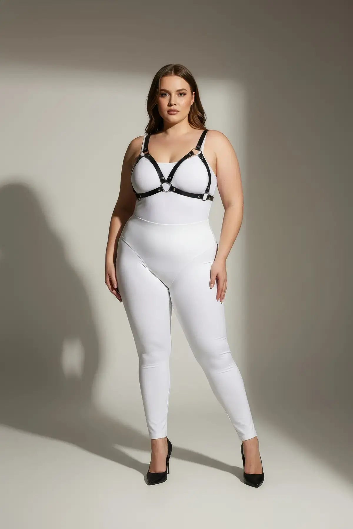 Plus Size Black O-Ring Faux Leather Bra Harness by HarnessClub