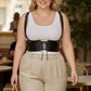 Plus-size black shoulder-strap corset harness in vegan leather with lace-up front, HarnessClub