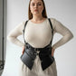 Plus Size Black Shoulder Strap Harness Vest | Vegan Leather Double Buckle Peplum Waist Cincher