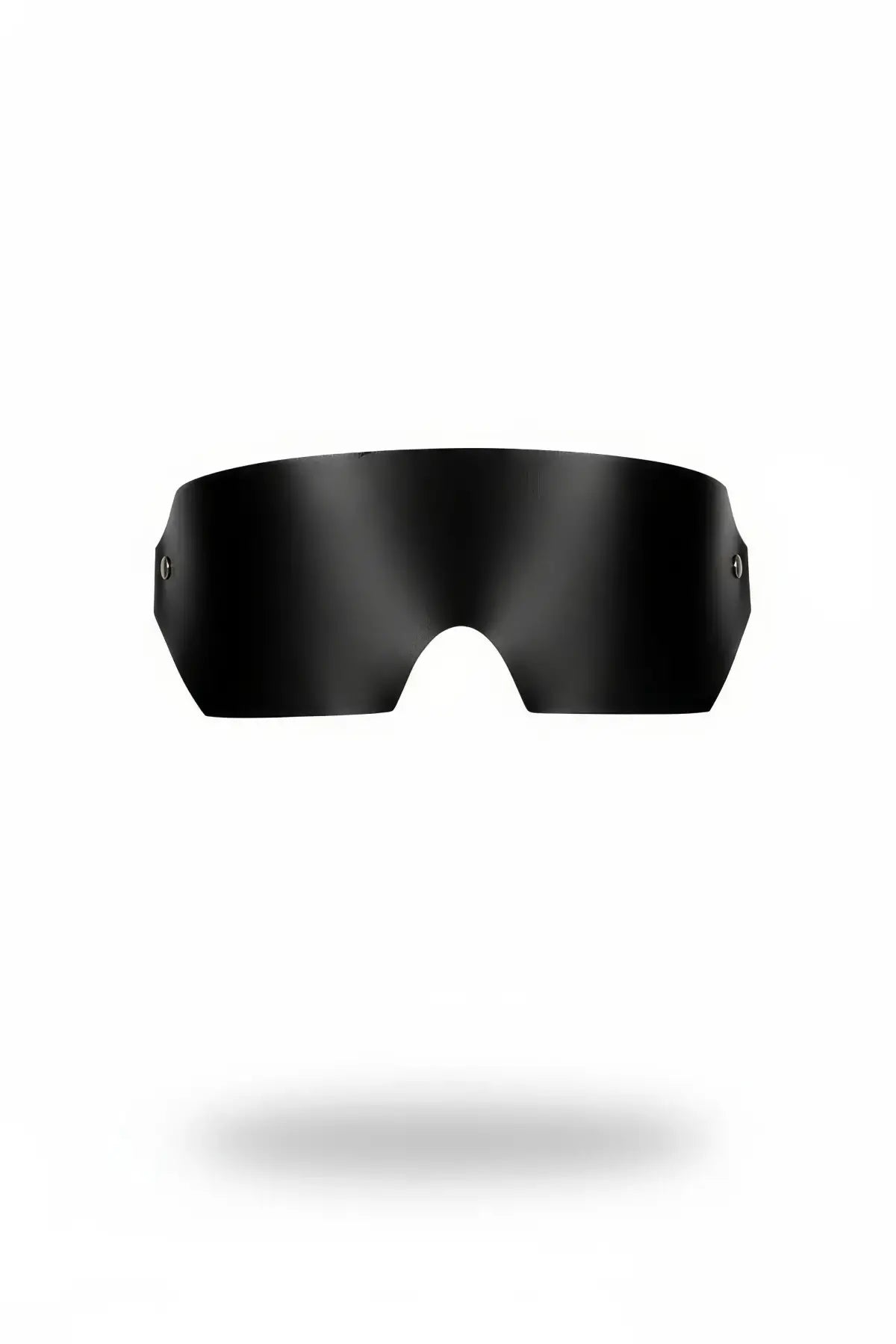 Plus Size Black Sleek-Visor Blindfold by HarnessClub, vegan leather eye mask with a single panel