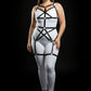 Plus-size black star-web cage full-body harness vegan leather