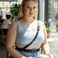 Plus-size black strappy leather belt with crossbody strap by HarnessClub