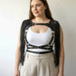 HarnessClub plus-size black tassel-detail leather body harness with fringe shoulder panels