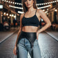 Plus-size black tassel high-waist hip belt vegan leather body harness