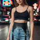 Plus Size Black Tassel High-Waist Hip Belt by HarnessClub, vegan leather harness with tassels.