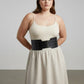 HarnessClub plus-size black triple-buckle corset belt, vegan leather wide waist cincher