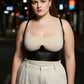 HarnessClub plus-size black underbust corset with vegan leather shoulder straps