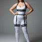 Plus-size black faux-leather garter harness set for full upper and lower body by HarnessClub