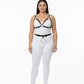 Plus Size Black V-Bralette & O-Ring Waist Belt Harness Set by HarnessClub, vegan leather two-piece