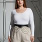 Plus Size HarnessClub black wide leather belt with chain detail
