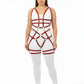 Plus-size burgundy grid-band full-body harness set by HarnessClub in vegan leather
