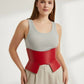 Plus size burgundy wide corset belt vegan leather waist cincher with peplum