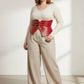 Plus Size burgundy vegan leather wide corset belt peplum waist cincher