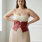 HarnessClub Plus Size Burgundy Wide Corset Belt, vegan leather waist cincher with double-buckle design