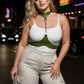 Plus Size Chain-Detail Leather Body Harness in green leather with metal chain by HarnessClub