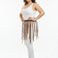 Plus size cognac vegan leather eyelet belt strap-fringe harness skirt by HarnessClub