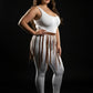 Plus-size cognac vegan-leather eyelet belt fringe harness skirt by HarnessClub