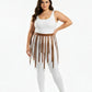 HarnessClub plus-size cognac vegan-leather eyelet belt strap-fringe harness skirt