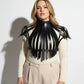 Plus Size Corset-Style Studded Leather Body Harness by HarnessClub, black leather.