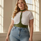 Plus size khaki corset-look leather body harness by HarnessClub.