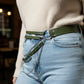 Plus Size Khaki vegan leather double-layer waist belt with chain by HarnessClub