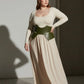 HarnessClub plus-size khaki lace-up corset belt, vegan leather structured waist harness.
