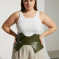 Plus-size khaki lace-up corset belt in vegan leather, HarnessClub structured waist harness