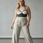 Plus Size Khaki Rivet-Detail Leather Harness Body Sash by HarnessClub