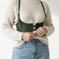 Plus Size Khaki Shoulder-Strap Structured Corset Harness by HarnessClub, vegan leather waist piece.