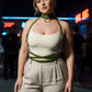 Plus Size Khaki three-piece harness set by HarnessClub: choker, chest harness and waist belt.