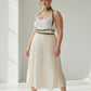 Plus-size khaki olive-green leather three-piece harness set with choker, chest harness, and waist belt by HarnessClub.