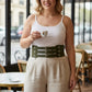 Plus Size khaki three-strap thick corset waist belt by HarnessClub