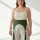 Plus Size Khaki Wide Corset Waist Belt with Tassels by HarnessClub, olive vegan leather