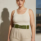 Plus size khaki wide double-buckle belt by HarnessClub.