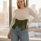 Plus Size Khaki Wide Structured Corset Belt, vegan leather waist piece