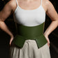 Plus Size Khaki Wide Structured Corset Belt by HarnessClub, vegan leather waist piece