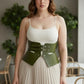 Plus Size Khaki Wide Structured Corset Belt; vegan leather waist piece