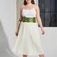 Plus-size khaki wide triple-buckle corset belt in olive vegan leather