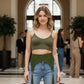 Plus-size olive tassel high-waist hip belt in vegan leather harness accessory