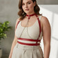 Plus size red chain-detail leather body harness by HarnessClub